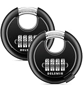 DELSWIN 4-Digit Disc Combination Lock Outdoor - Heavy Duty Combination Padlocks with Hardened Ste...