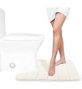 Yimobra Memory Foam Toilet Bath Mat U-Shaped, Soft and Comfortable, Super Water Absorbent, Non-Sl...