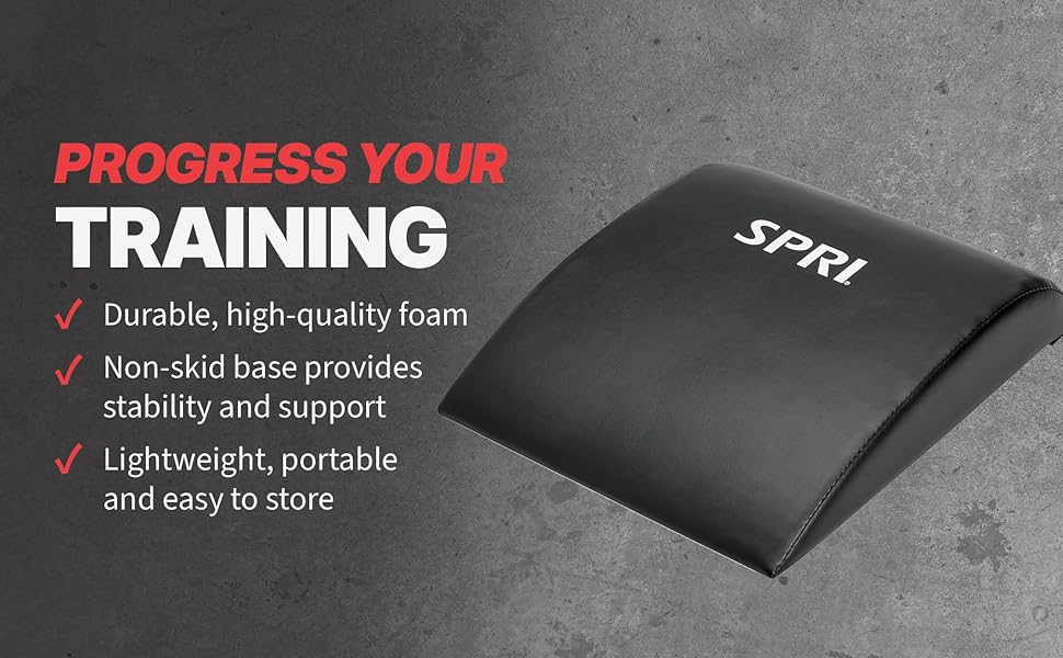SPRI ab mat with non-slip base highlighting durability and portability for core workouts