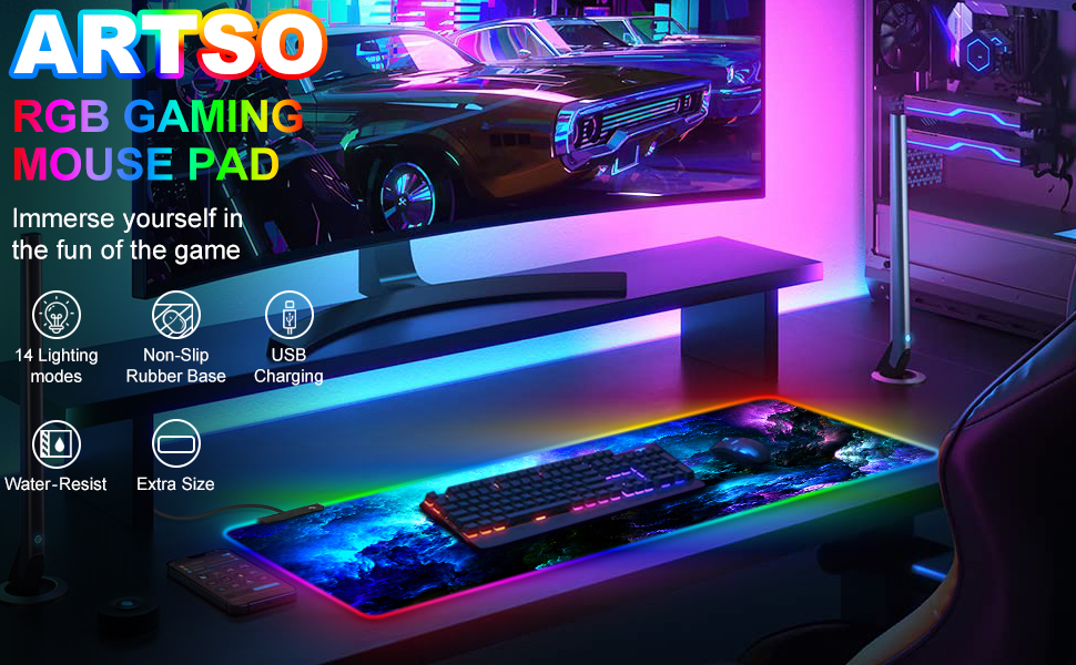 artso rgb gaming mouse pad