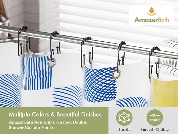  U-shaped Black Shower Curtain Hooks double shower curtain hooks shower curtain rings shower hooks
