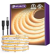 HitLights COB LED Strip Lights Warm White,16.4ft Premium High Density Tape Light 2700K, 24V DC, 2...