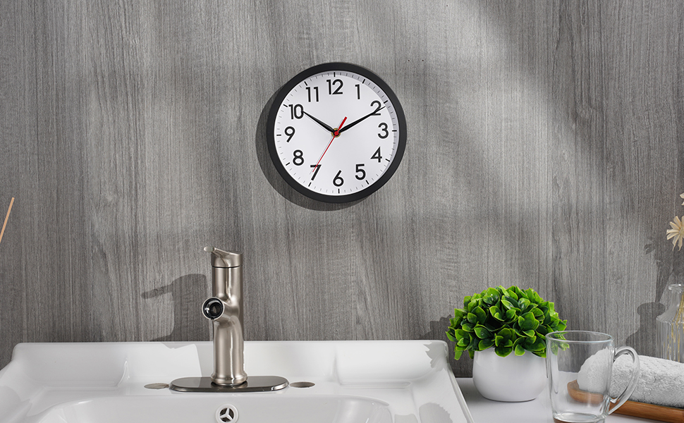 8 inch wall clock for bathroom