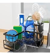 Fikoksol Large Sponge Holder for Kitchen Sink, 90-Degree Sink Caddy Organizer with Dish Brush Hol...