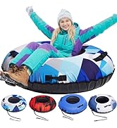 ZEALFEEL Snow Tube, 45''/48'' Rubber Snow Tubes with Commercial Grade Canvas Cover for Kids &amp; Adu...