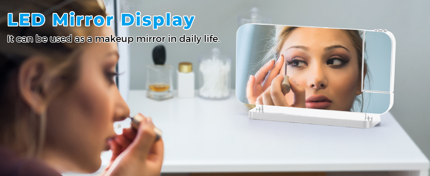 projection ed mirror digital alarm clock with rgb night light