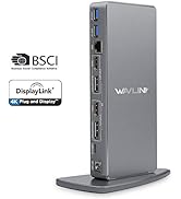 WAVLINK USB 3.0 Dual 4K@60Hz Universal Laptop Docking Station Dual Monitor DP and HDMI 4K &amp; 5K Si...