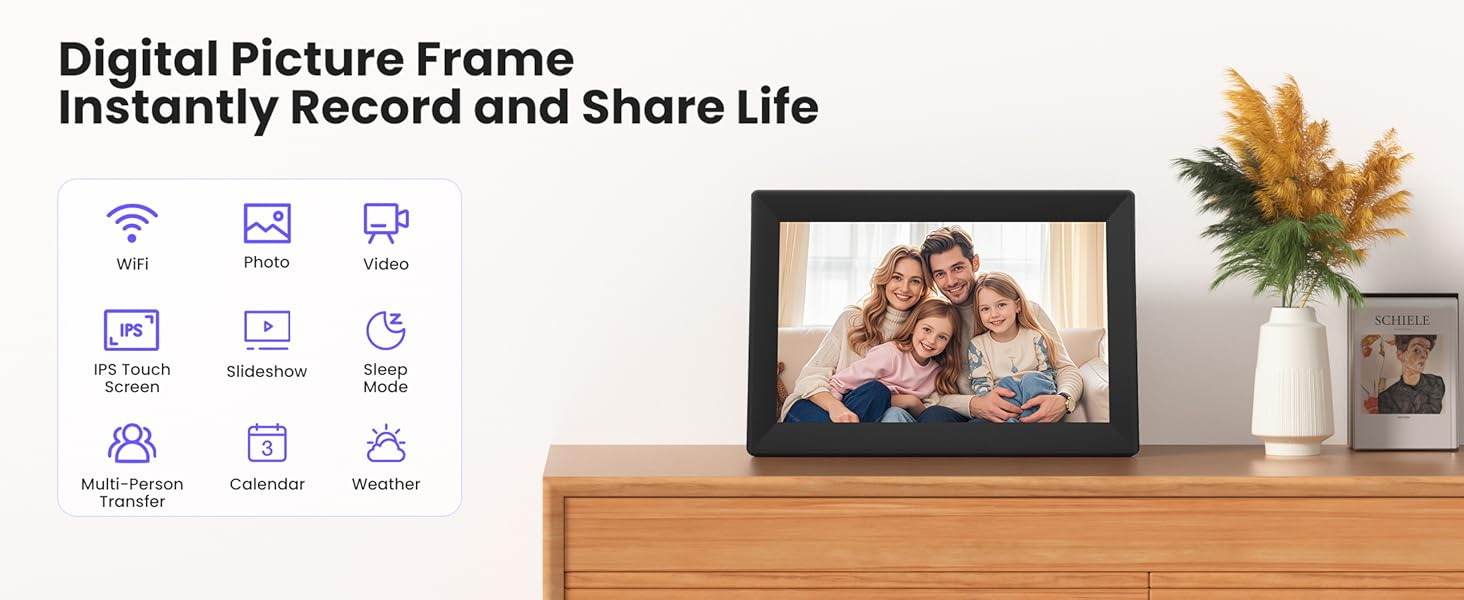 Uhale 10.1inch Digital Picture Frame WiFi Smart Touch Screen Digital Photo Frame