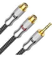 EMK 3.5mm Male to 2RCA Female Jack Stereo Audio Cable RCA to Aux Cable Gold Plated RCA Y Splitter...