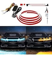 Exterior Car LED Hood Light Strip,Dual Color Dynamic Scan Start Up Hoodbeam Kit,Led Daytime Runni...