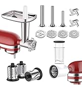 Meat Grinder &amp; Slicer Shredder Attachments for KitchenAid Stand Mixer, Metal Meat Grinder with Sa...
