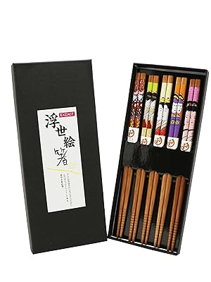 Exzact Chopsticks Gift Set - 5 Pairs of Reusable Natural Bamboo Chopsticks