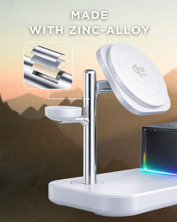 zinc alloy wireless charging station with durable metal stand