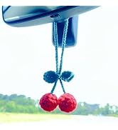 Crochet Cherry Rear View Mirror Accessories, Cute Car Accessories for Women Interior Car Mirror H...