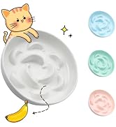 Ceramic Cat Slow Feeder Bowl - Pastel Series Slow Feeding Cat Bowl - Cute Maze Cat Food Plate for...