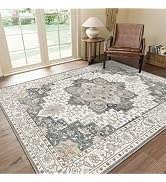 GENIMO 5x7 Area Rugs for Living Room, Machine Washable Non Slip Vintage Rugs, Low Pile Lightweigh...