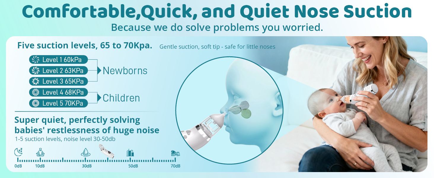 hospital grade 5 level suction and quiet motor nose sucker detail