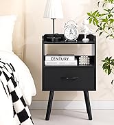 Yoobure Night Stand with Fabric Drawer, Modern Nightstand, Bedside Tables, Mid Century Nightstand...
