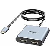 USB C to Dual HDMI Adapter 4K 60Hz, Splitter 2 Monitors Extended Display, Type C Hub Multiple Doc...