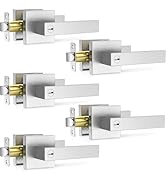 Plustool 5 Pack Brushed Nickel Door Handle, Door Knobs Interior Heavy Duty, Flat Square Privacy D...