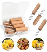 Corn on the Cob Holders, 8 Pack Stainless Steel Corn Cob Holders with Wooden Handle, PEOUWNES Cor...