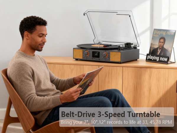 Three-speed turntable