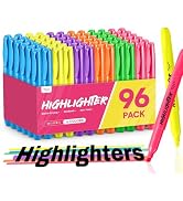 Taja Highlighters 96 Pack, 6 Assorted Colors, Bulk Pack Chisel Tip Marking Pens with Clean Ink, S...