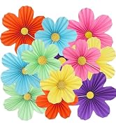 12Pcs Paper Flowers Party Decorations Rainbow Pastel Fan Flower Wall Hanging Photo Backdrop Decor...