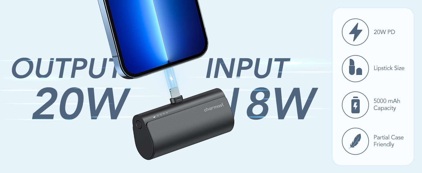 Charmast Small Portable Charger, 20W Fast Charging