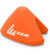 Text reads 'LEZER'. Multiple views of bright orange triangular-shaped product with embossed logo, shown from different angles.