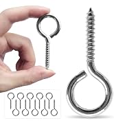 M5 10 Pcs 304 Stainless Steel Screws Eye,2.56 Inch Screw Self Tapping Eye,Load Bearing 200LB, Dut...