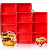 Silicone Mini Loaf Baking Pans, Walfos Small Bread Loaf Pan, Non-Stick 6 Cavities Bread Baking Mo...