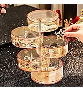 5 Layers Jewelry Organizer Storage Box, FODIENS Rotatable Hair Tie Container Earrings Holder Orga...