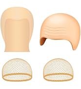 NEBURORA 4 Pcs Bald Cap Halloween Latex Thick Wrinkle Bald Caps for Adults Women Men Wig Cap Cost...