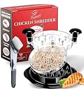 Chicken Shredder Tool Twist Large 10” Meat Shredder with 2 Extra Grips, Transparent Lid, Extra Pl...