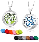 RoyAroma 2PCS Aromatherapy Essential Oil Diffuser Necklace Two Patterns Pendant Locket Jewelry,23...
