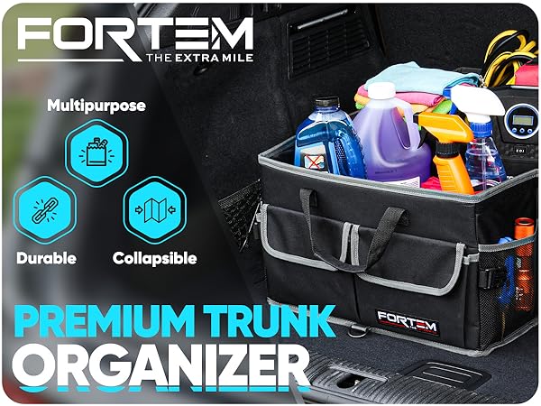 FORTEM Trunk organizer for car, strong, durable, multipurpose, quality
