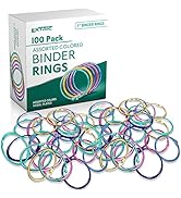 Binder Rings 1 Inch (100 Pack) Metal Book Rings – Assorted Colors - Heavy Duty Steel Rings for In...