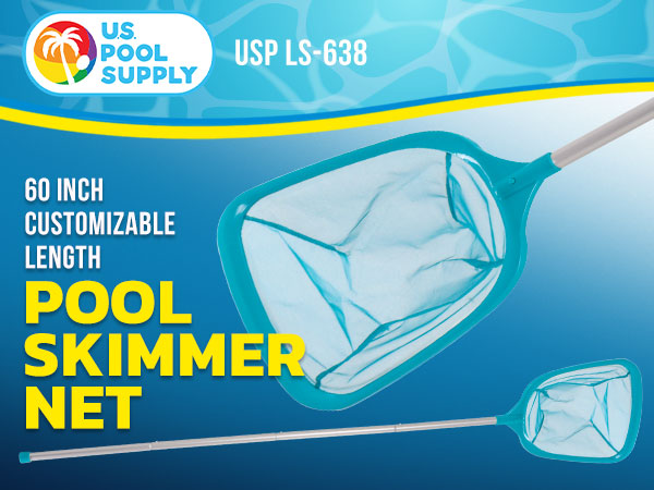 5-ft pool skimmer net with fine mesh bag &amp; 4-section pole—cleans leaves &amp; debris in pools &amp; ponds