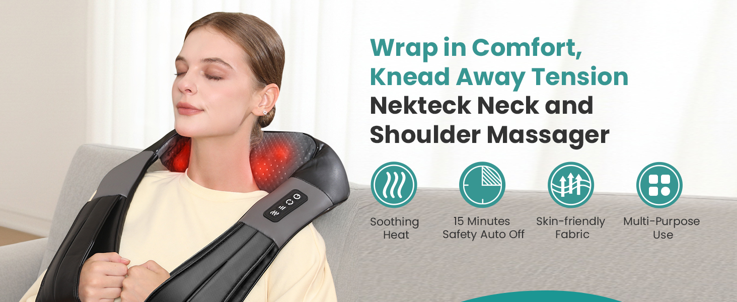 nekteck neck back massager for pain relief deep tissue shoulder massage tool