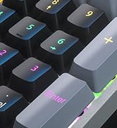Mechanical Gaming Keyboard, RGB Backlit 104 Keys Full Size Keyboard with Multimedia Knob, Double ...