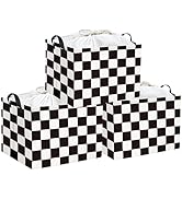 HIYAGON Rectangular Storage Bin Collapse Canvas Fabric Cartoon Storage Basket with Handles for Or...