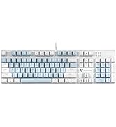 Qisan Mechanical Gaming Keyboard Full Size 104 Keys US Layout Wired Blue Switch Ice Blue Backlit ...