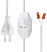 White Extension Cord with Rotary Dimmer Switch, 6 Feet Lamp Cord Compatible with Dimmable LED, Ha...
