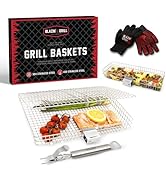 Blazin' Grill Grill Baskets for Outdoor Grill | 2x Grilling Baskets with Detachable Handle | Barb...