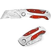 WORKPRO Quick-Change Utility Knife, Classical Retro Style Wood Grain Handle, Back Lock Folding Kn...