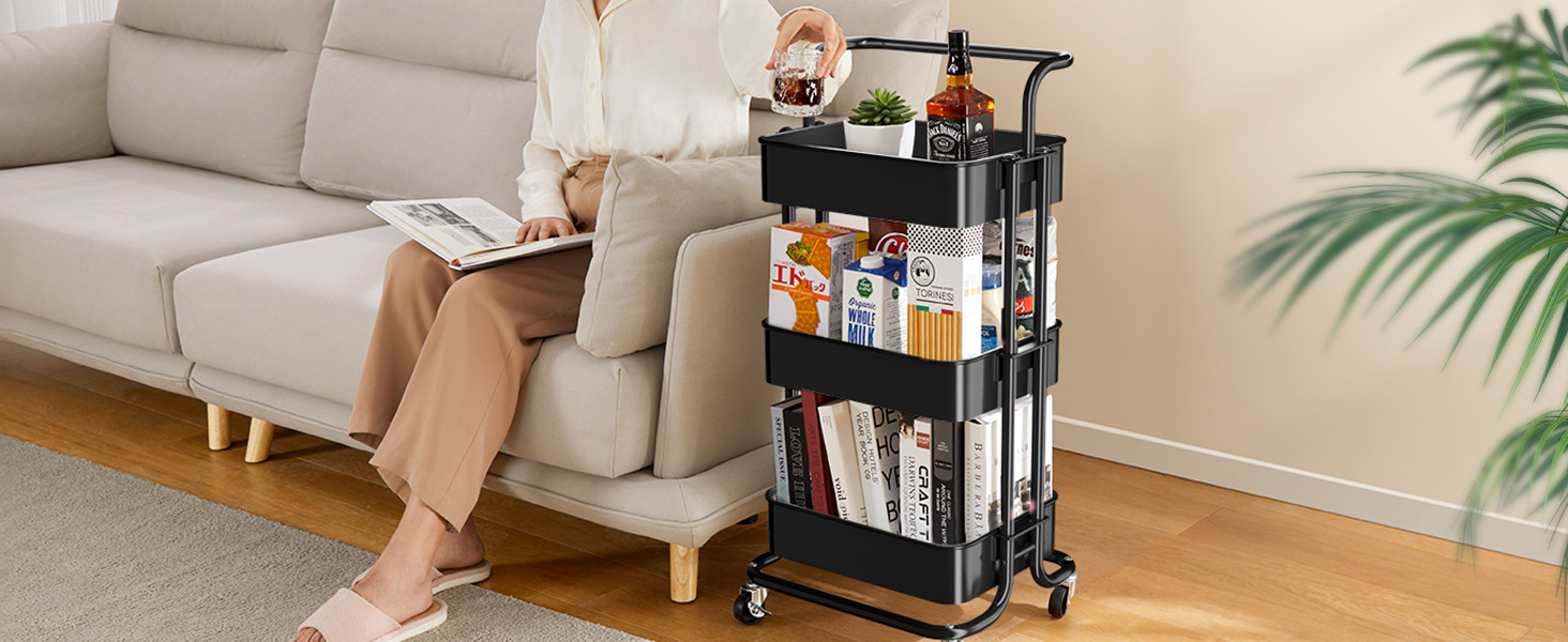 Pipishell 3 Tier Rolling Cart