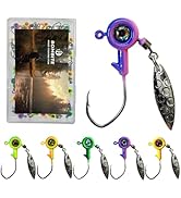 Bombite Crappie Jigs Crappie Jig Heads with Spinner 1/32 oz 1/16 oz 1/8 oz Underspin Fishing Jig ...