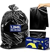 KeenEcho Heavy Duty Contractor Trash Bags 55 Gallon 30 Count, 1.2 Mil, Strong Black Garbage Bags,...