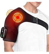 Cordless Shoulder Heating Pad with Massage, Shoulder Massager for Pain Relief, Heated Shoulder Wr...